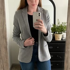 Comfy pinstripe navy and white blazer